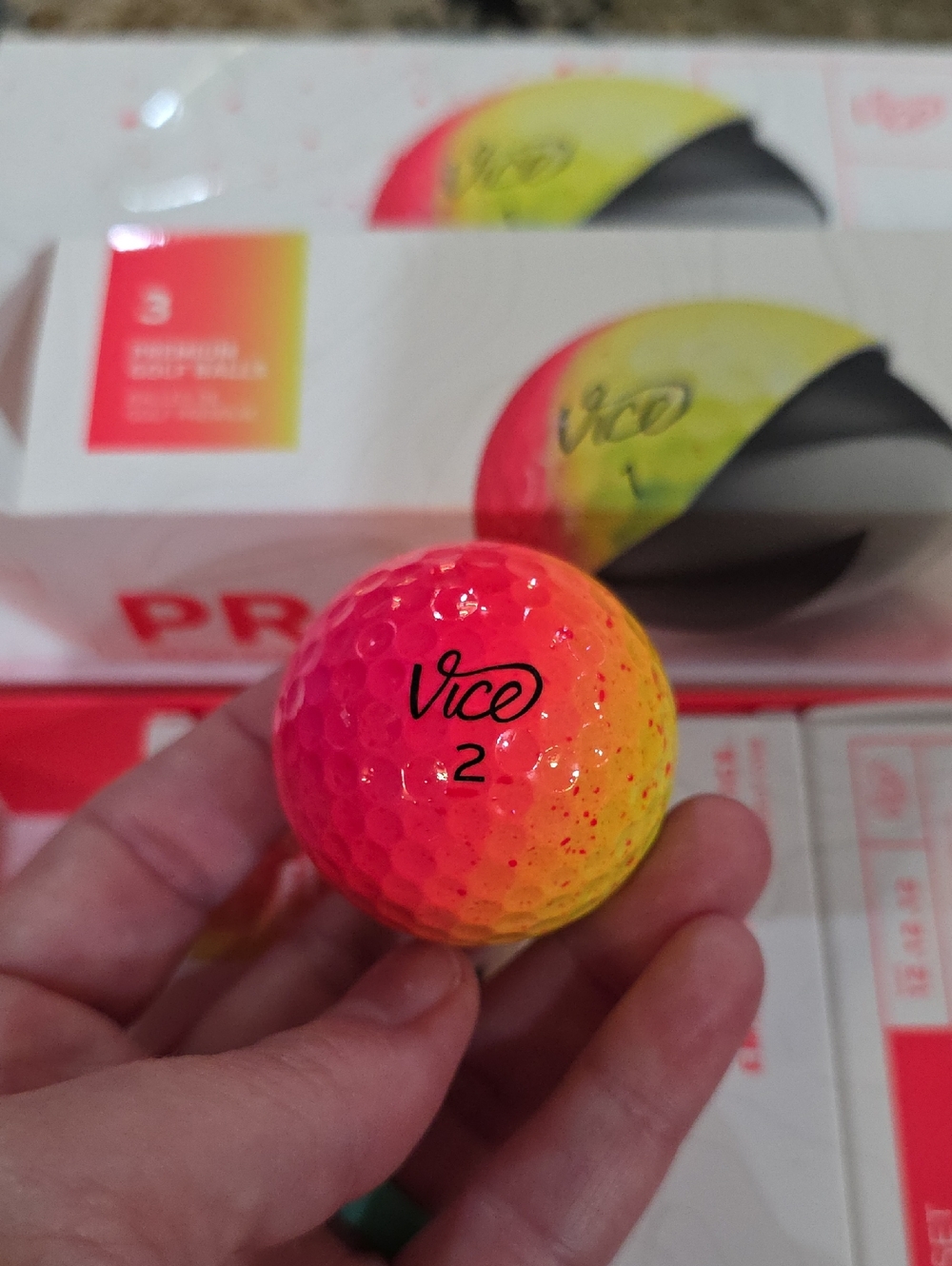 Vice Pro Neon Sunset Golf Balls - Yellow Pink Gradient (Dozen) - Picture 6 of 6